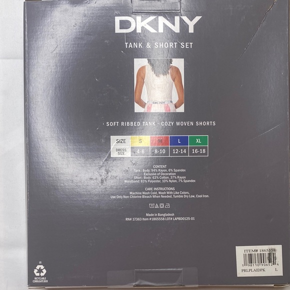 DKNY Ribbed Tank and Woven Shorts in Pink and White - Picture 6 of 8